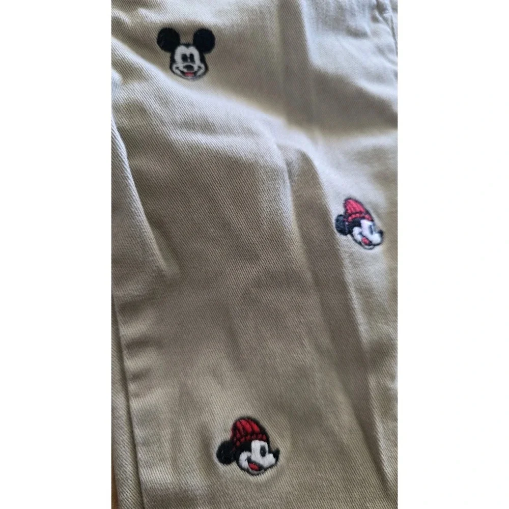 Janie and Jack Disney Vacation Mickey Mouse Khaki Twill Pant Embroidered 12-18 M